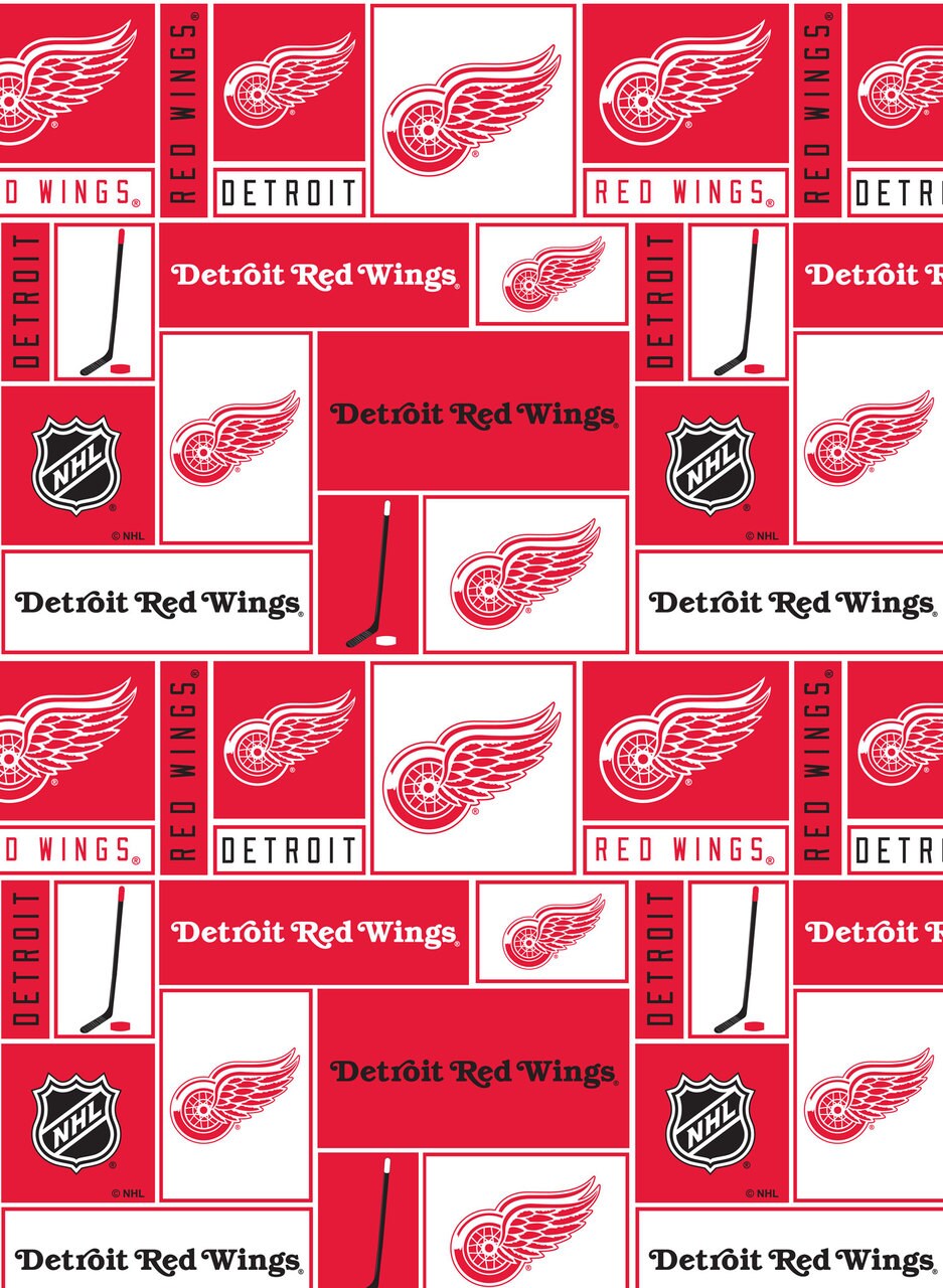 Sykel Enterprises NHL Team Cotton Fabric-Detroit Red Wings Box Design Cotton Quilting Fabric